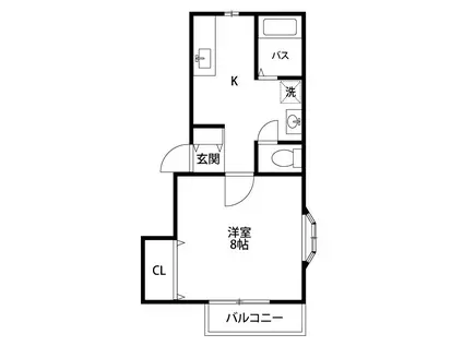 オレンジ(1K/1階)の間取り写真