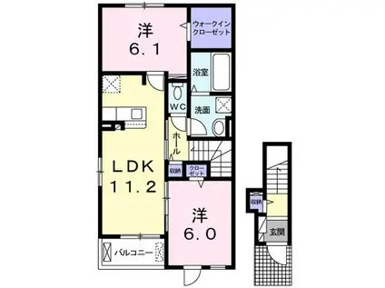 メゾン プレゾン A(2LDK/2階)の間取り写真