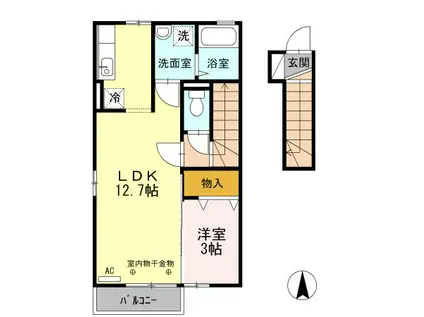 セジュールリュンヌ(1LDK/2階)の間取り写真