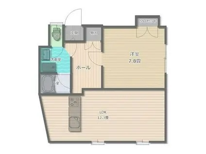 小川町ビル(1LDK/2階)の間取り写真