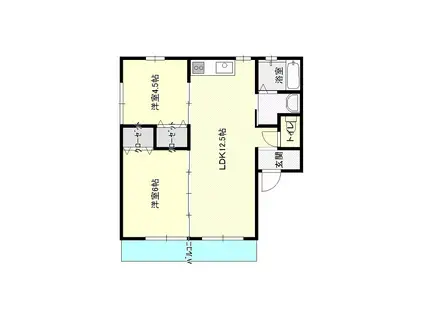 アミティ空港前(2LDK/2階)の間取り写真