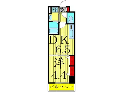 ミューズ竹の塚(1DK/3階)の間取り写真