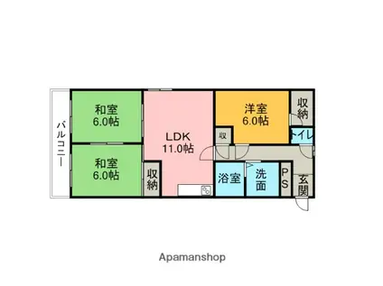 第2門脇ビル(3LDK/3階)の間取り写真
