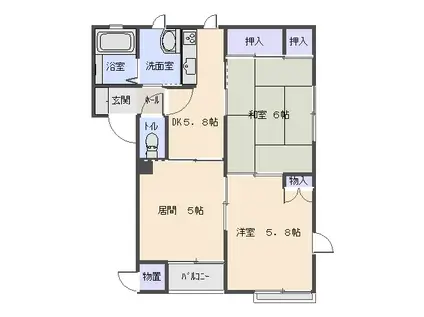 サンモール高陽B(3DK/2階)の間取り写真