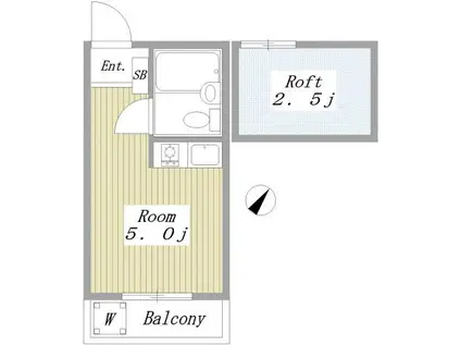 エステートヤヒロ(ワンルーム/2階)の間取り写真