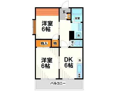 メゾン多摩(2DK/4階)の間取り写真