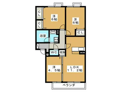 アミカル宮ノ前I(3LDK/2階)の間取り写真