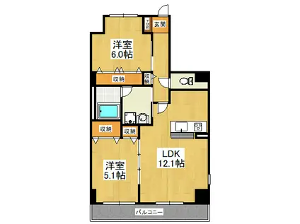 カスタリア船橋II(2LDK/5階)の間取り写真