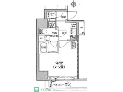 アイル秋葉原ノース参番館(1K/4階)の間取り写真