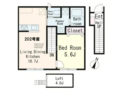 アヴニール大宮(1LDK/2階)の間取り写真