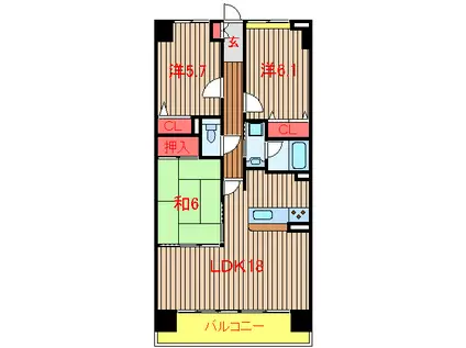 メルベーユ(3LDK/5階)の間取り写真
