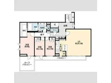 グランドメゾン代沢(3LDK/3階)の間取り写真