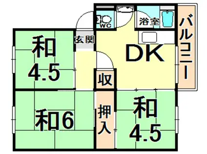 伊丹鴻池(3DK/2階)の間取り写真