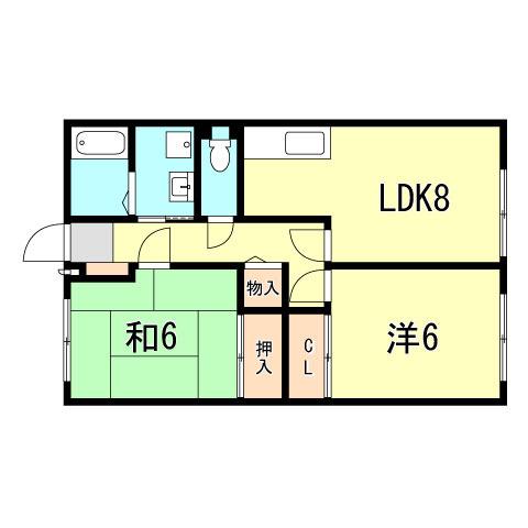 プランドールMITANI A棟(2LDK/2階)の間取り写真