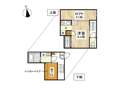 ADC薬園町フローレ(1K/2階)の間取り写真