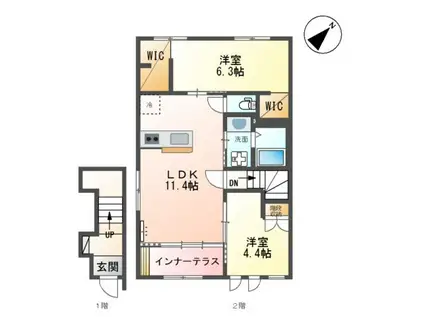 グランフォルテ(2LDK/2階)の間取り写真