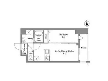 ザ・グラヴィティ新宿(1LDK/3階)の間取り写真