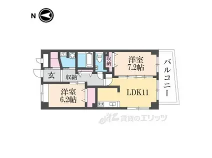 シュシュパルク山陵(2LDK/2階)の間取り写真