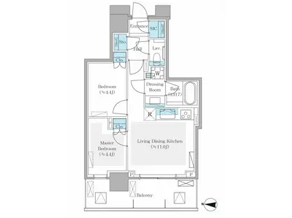 パークシティ中野ザタワー ブリーズ(2LDK/17階)の間取り写真