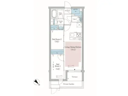 アーバネックス文京小石川(2LDK/1階)の間取り写真