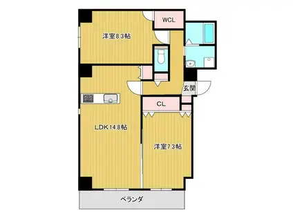 ピュア西小串(2LDK/2階)の間取り写真