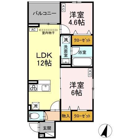 ASSET-COURT八坂(2LDK/3階)の間取り写真