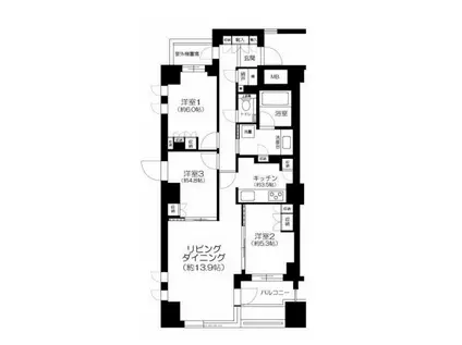 プラウド恵比寿(3LDK/6階)の間取り写真