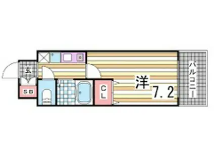 エスリード三宮(1K/6階)の間取り写真