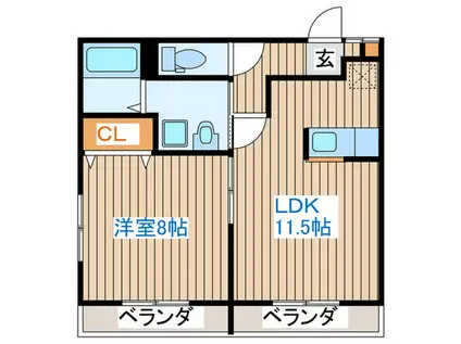 コーポユキ(1LDK/2階)の間取り写真