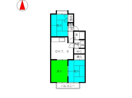 ウィステリア弐番館(3DK/1階)の間取り写真