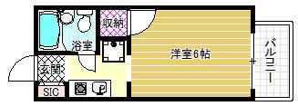 アイリー天美(1K/1階)の間取り写真