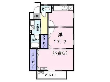 コーポ上流I(ワンルーム/2階)の間取り写真