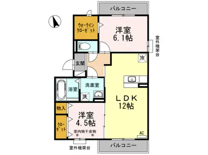 D-ROOM AZUSA(2LDK/2階)の間取り写真