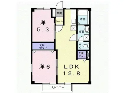 サンウェイ21II(2LDK/2階)の間取り写真