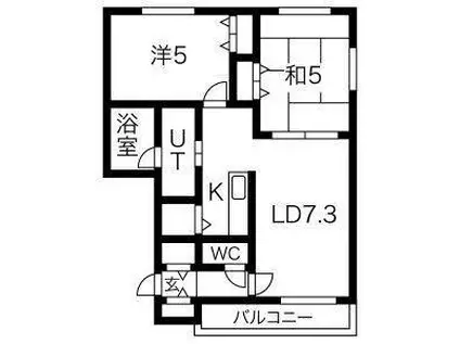 レーラ101B(2LDK/2階)の間取り写真