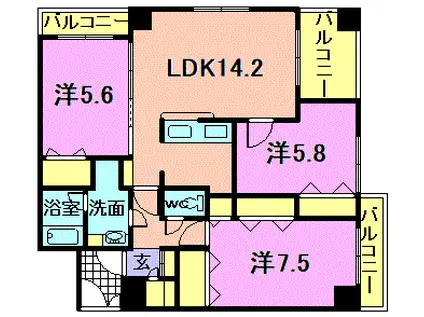 平清上所(3LDK/7階)の間取り写真