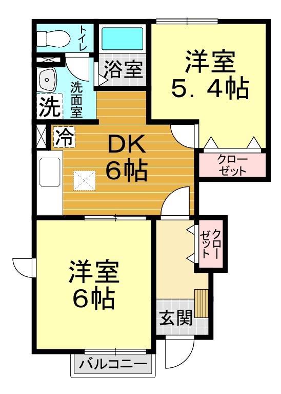 ファミール八王子A(2DK/1階)の間取り写真