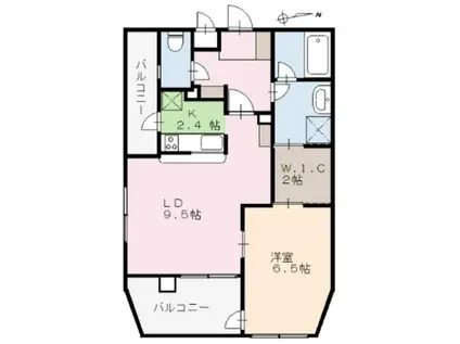 オアシスA棟(1LDK/1階)の間取り写真