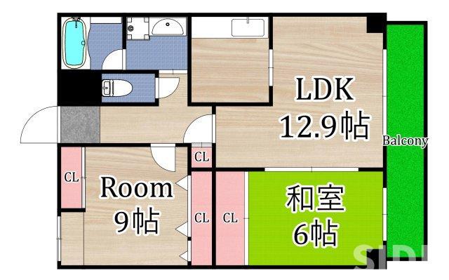 EIGHT SHIROKITAI(2LDK/3階)の間取り写真