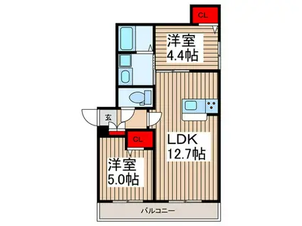 川口市戸塚2丁目 PJ(2LDK/3階)の間取り写真