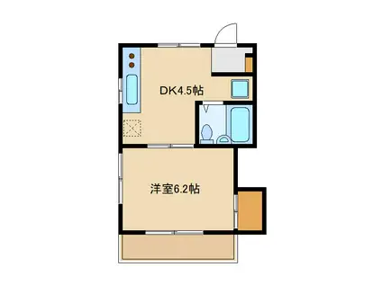 コーポ青葉(1DK/2階)の間取り写真