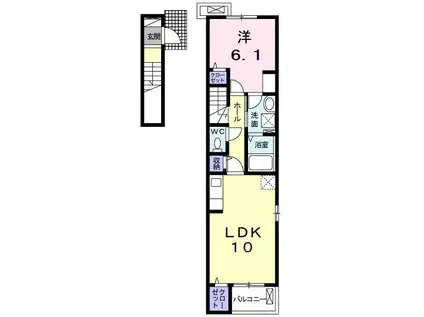 ロンサールI(1LDK/2階)の間取り写真