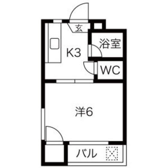 レジェンド光南(1K/4階)の間取り写真