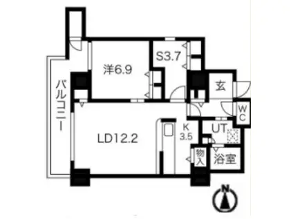 シティコート目黒4棟(1SLDK/2階)の間取り写真