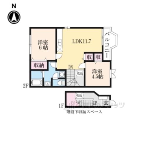 サンリットMORI A(2LDK/2階)の間取り写真