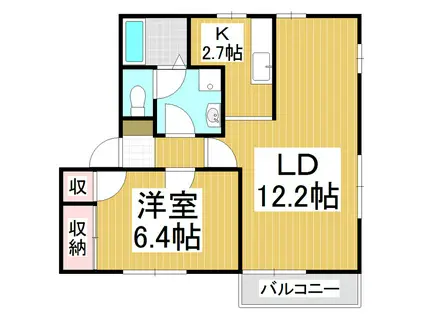 フレグランス梓(1LDK/2階)の間取り写真