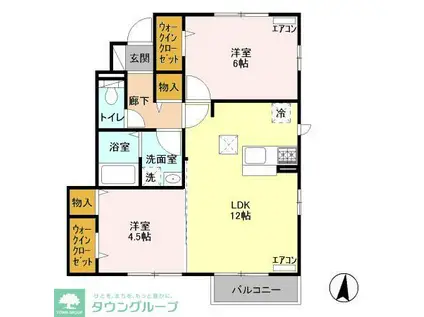 パルテール三鷹(2LDK/1階)の間取り写真