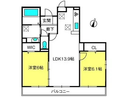グリーンレジデンス葉月(2LDK/2階)の間取り写真