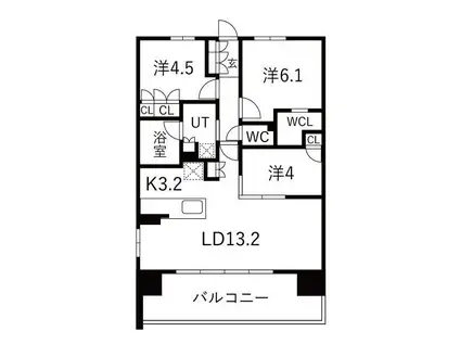 レーベン名古屋MARK イースト(3LDK/7階)の間取り写真