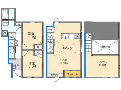 ユカリア・輝(2SLDK/2階)の間取り写真